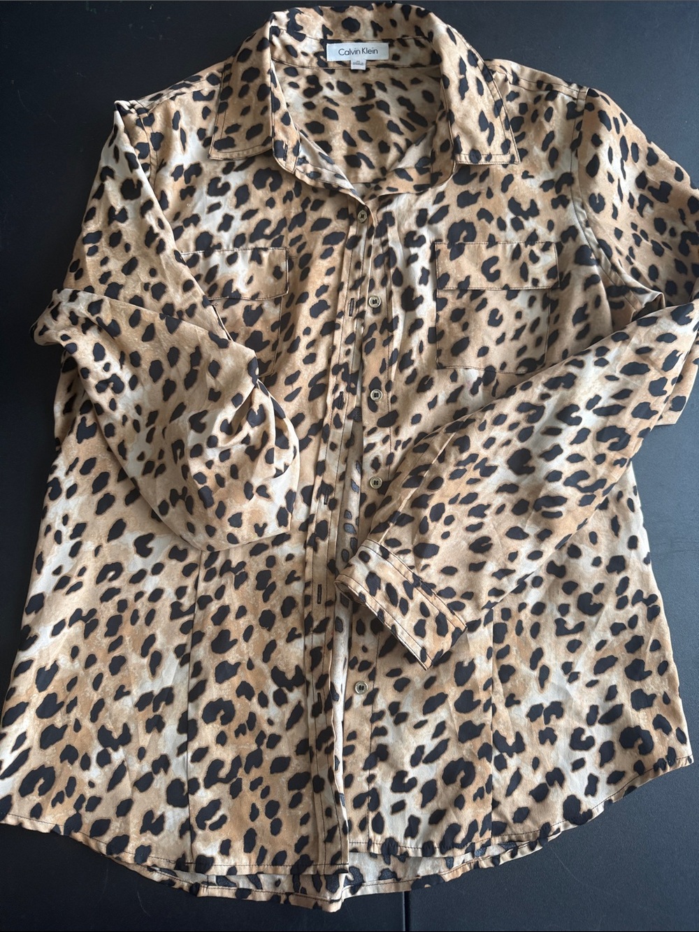 Calvin Klein Leopard Print Shirt - Tan & Black